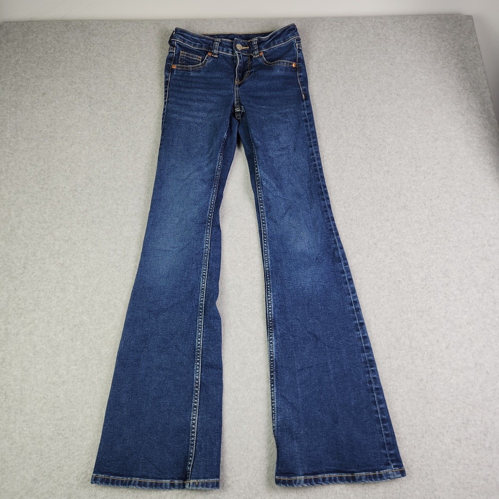 Divided H&M Flare Jeans Women's‎ 0 Blue Denim Stretch Retro Streetwear Grunge